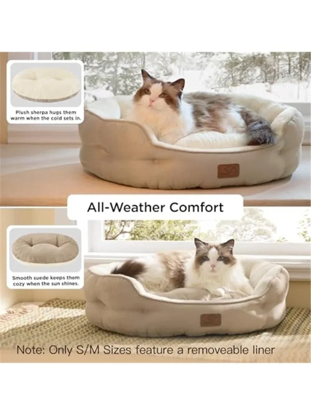 Small Dog Bed Washable,Round Cat Beds for Indoor Cats,20in Camel | Soft
